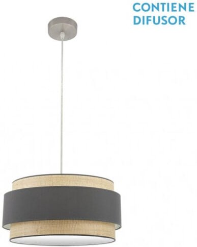 Fabrilamp - Hängeleuchte Modell Kandy 2xE27 Natur/Grau Dimmbar