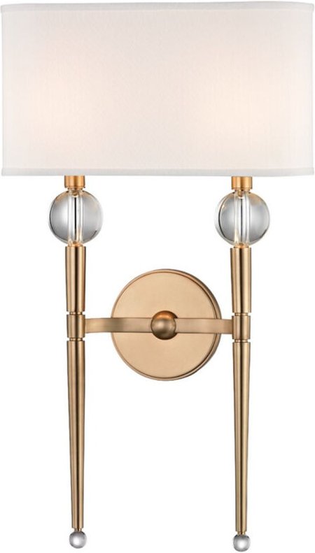 Rockland 2-flammige Wandleuchte Messing, Kunstseide