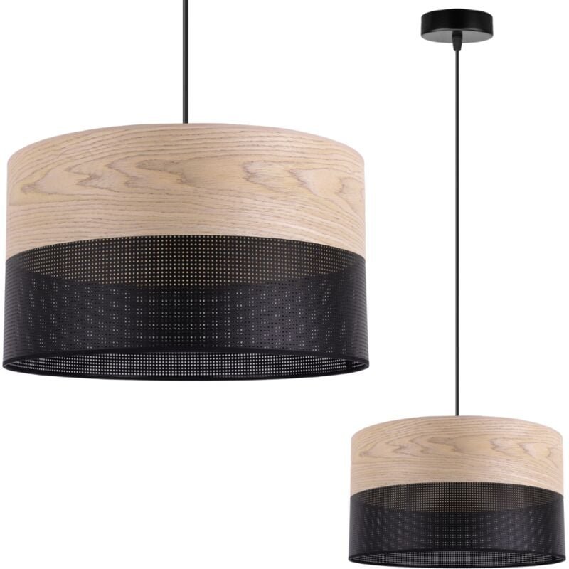 Einzelne Hängelampe, klassischer Lampenschirm aus Eichenfurnier, 30 cm