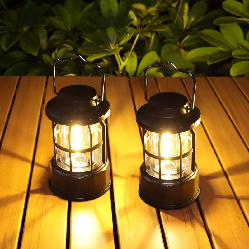 Thumbnail - Campingleuchte mit Akku, 2er-Pack Campinglaterne Helligkeit dimmbar, tragbares IPX4 wasserdichtes Campinglicht, für Camp...