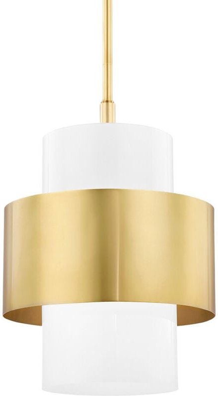 Corinth 1 leichte große Pendelleuchte aus Messing, Glas