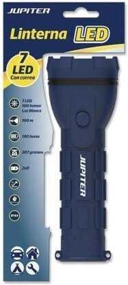 Jupiter - Taschenlampe de weißes Licht 7 led 100lm - Gehäuse de Gummi - Widerstandsfähigkeit ip44 - Betrieb mit 2 d r20 ...