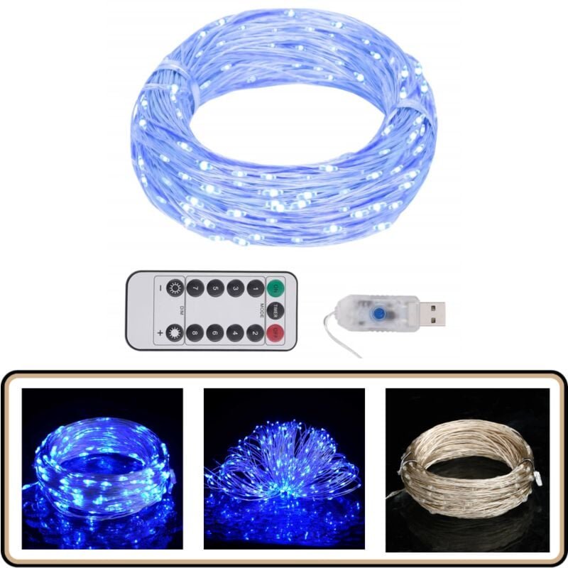 LED-Lichterkette mit 150 LEDs Blau 15 m - LED-Lichterkette - Blaue Lichterkette - Lichterkette Blau - Outdoor Beleuchtun...