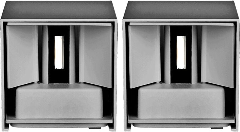 V-TAC LED Quadratische Wandleuchte - Bridgelux - IP65 Wasserdicht - Grau - 5W - 700 Lumen - 3000K - 2er-Pack