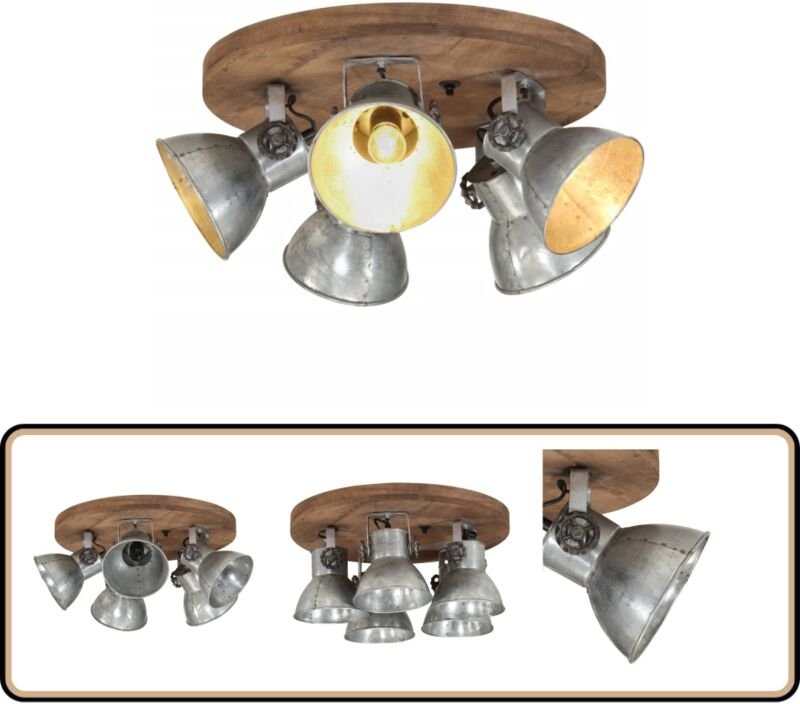 Thumbnail - Deckenleuchte 25 W Vintage-Silbern 50x50x25 cm E27 - Dekanleuchte - Industrielampen - Vintage-Lampe - Wohnraumbeleuchtun...