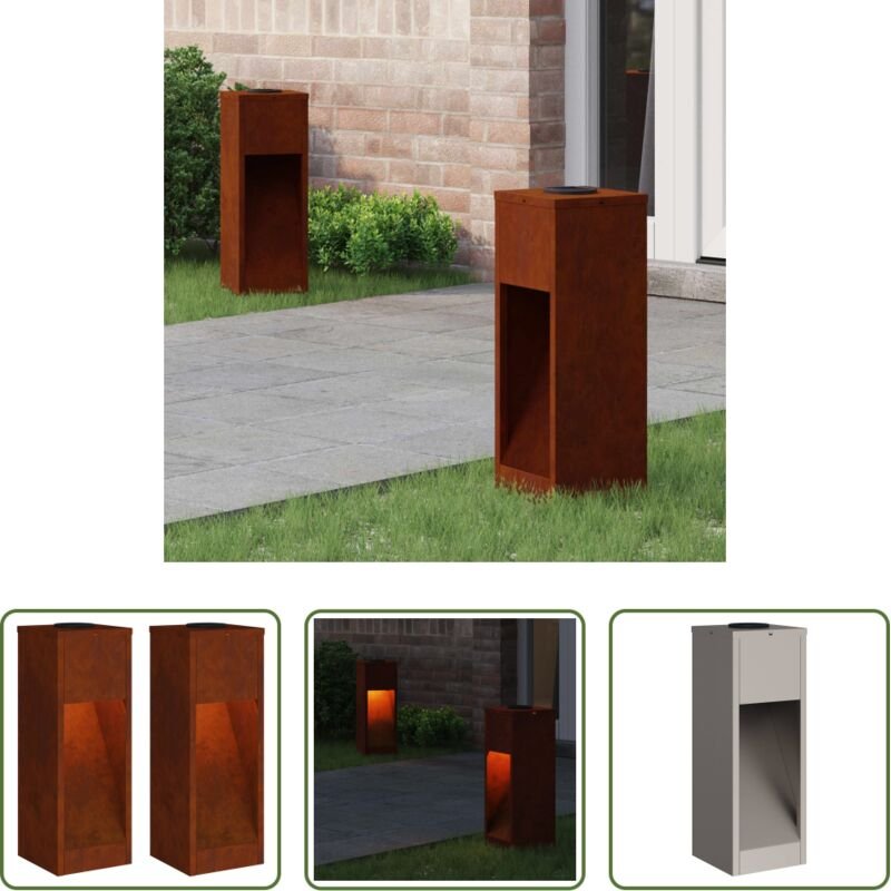 Außenbeleuchtung - Solar LED Wegeleuchte 2 pcs Bronze Wetterfeststahl