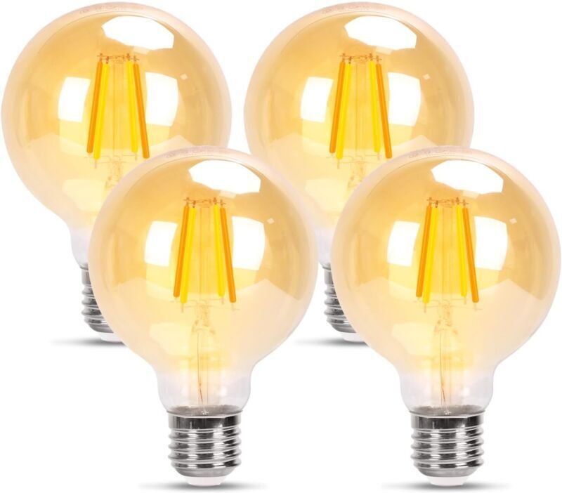 E27 LED-Filamentlampe – 6 W – Warmweiß 2200 K – Retro-Vintage-Dekorationslampe G80 – Nicht dimmbar – 4er-Pack
