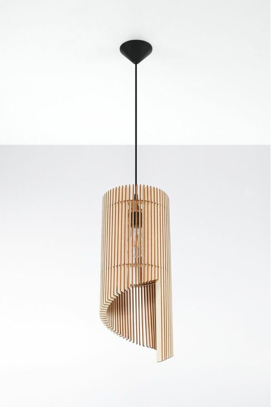 Hängelampe Natur Schwarz E27 Holz Modern Hängeleuchte