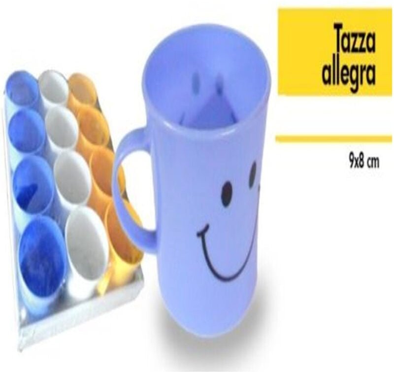 Trade Shop Traesio - Trade Shop - set 12 stück allegra cup smile farbiger kunststoff-milchfrühstücksbecher -