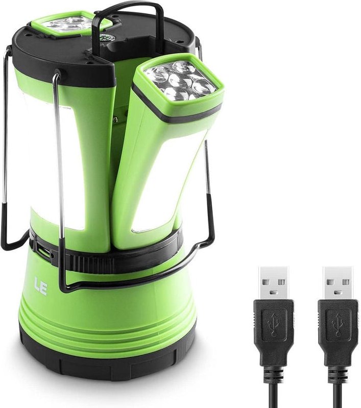 Wiederaufladbare Campinglampe, 500 lm LED-Laterne mit 2 abnehmbaren Mini-Taschenlampen, ideale LED-Beleuchtung für Campi...
