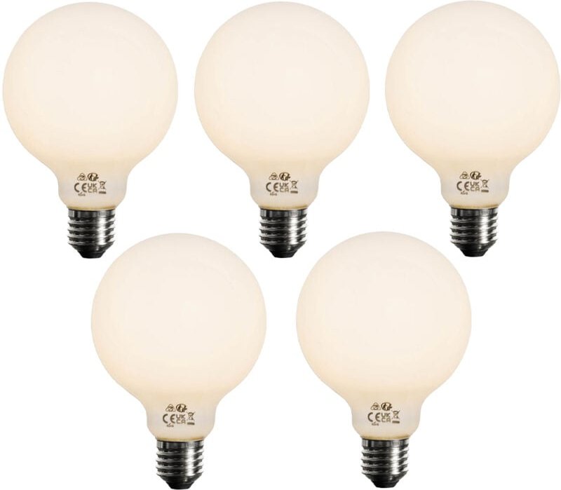 Set mit 5 E27 dimmbare LED-Glühbirne Opal G95 5W 450lm 2700K