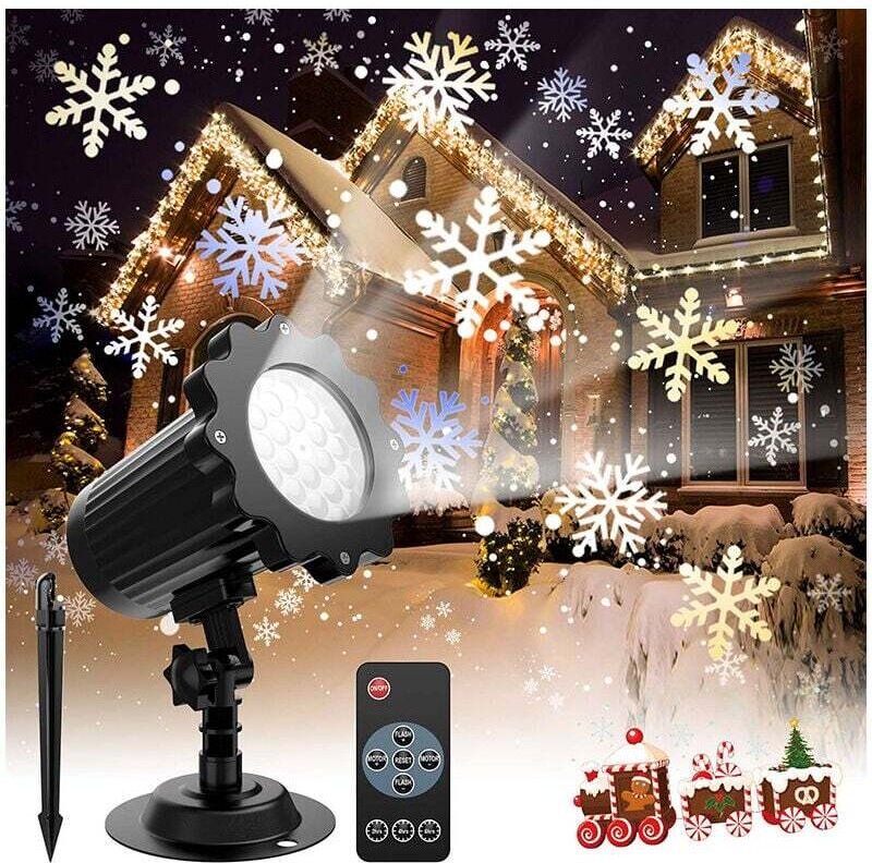 LED-Weihnachtsprojektor in Kerzenform mit Schneeflockenmotiv, IP65-Schutzart, für den Innen- und Außenbereich, für Weihn...