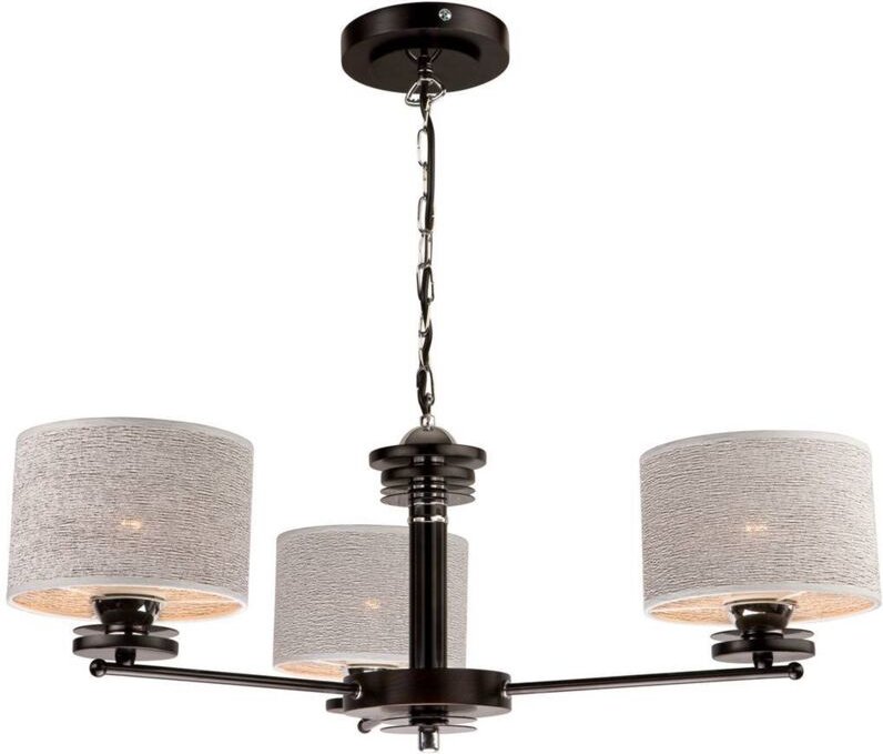 Lamkur Lighting - Lamkur Rosa Mehrarm-Pendelleuchte mit Stoffschirm, schwarz, 3x E27