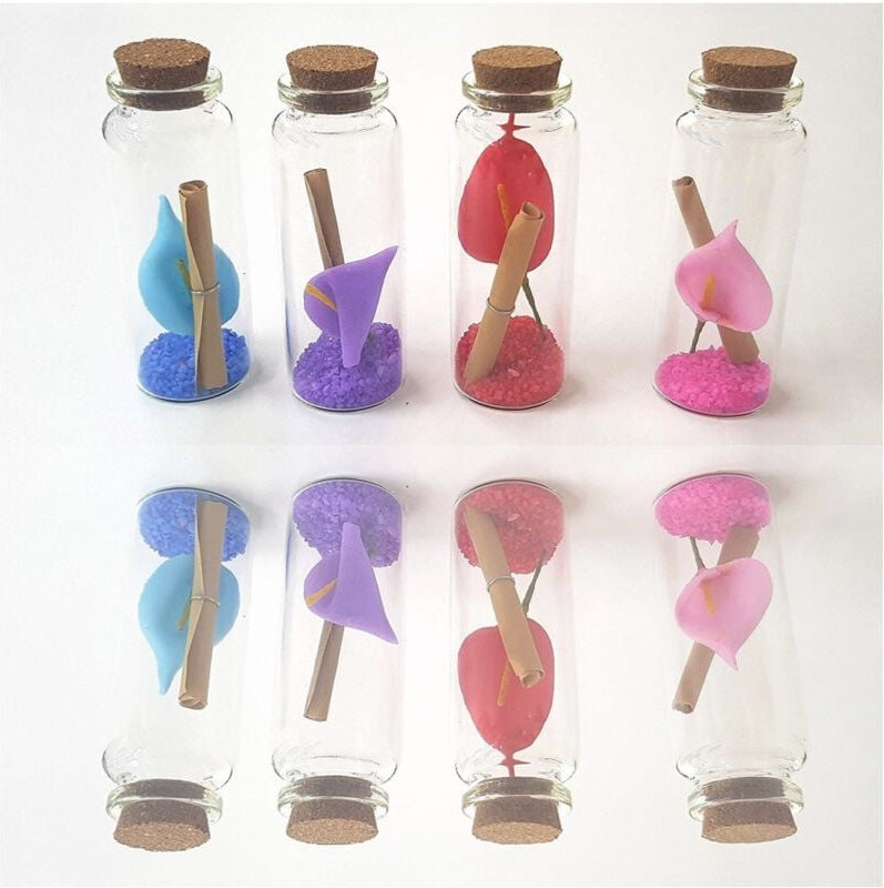 Trade Shop Traesio - Trade Shop - bomboniere hochzeit gefälligkeiten ampulle 8 stück koralle blume 8X2CM pergament glas ...