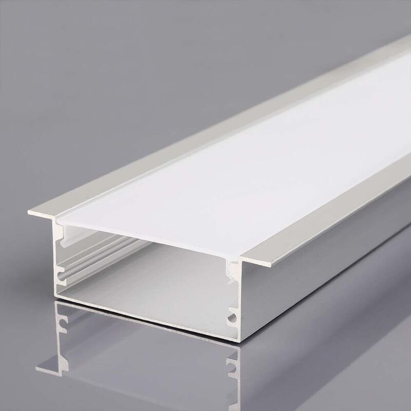 Silbernes Aluminiumprofil für vertieften LED-Streifen (Max. l: 12,4 mm) Satin 2000 x 50 x 20 mm - V-tac