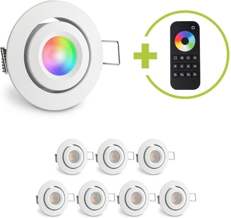 Einbaustrahler Mini schwenkbar Matera 3W RGBW IP44 - Farbe: weiß - Anzahl: 8x