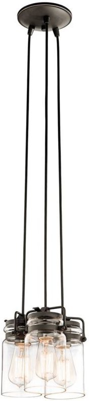 Thumbnail - Pendelleuchte Deckenlampe Hängeleuchte Stahl Glas Bronze d 21,6cm Esszimmerlampe