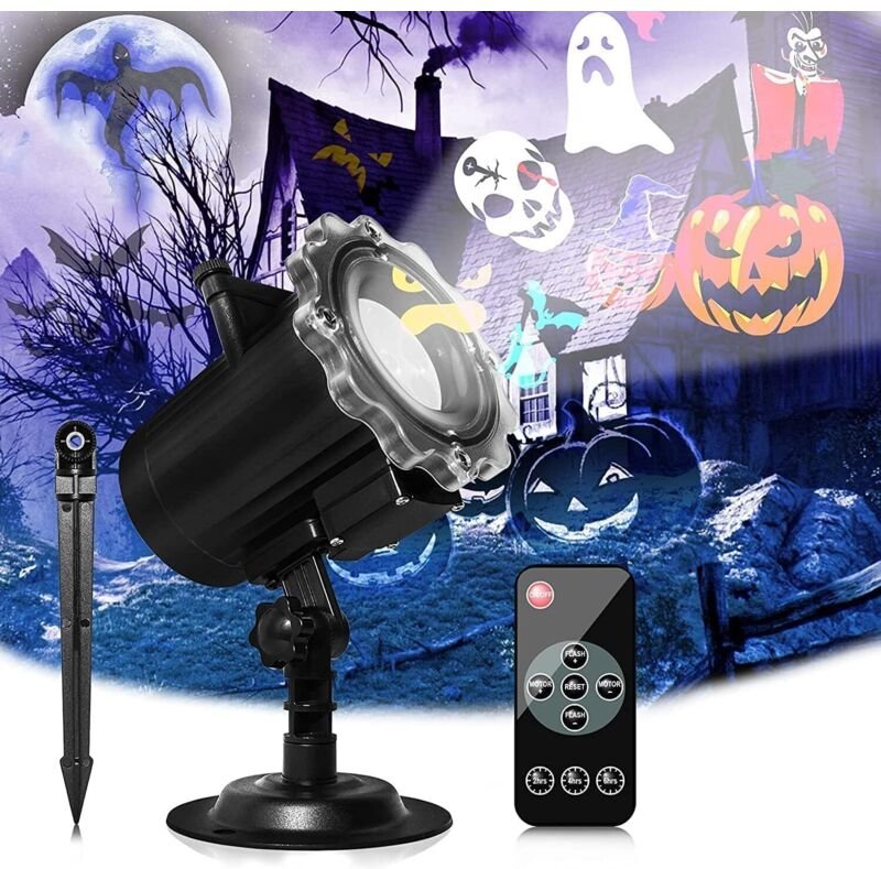 Halloween-Dekoration, 64 Motive Halloween-Außenprojektor, wasserdichte LED-Weihnachts-Außenprojektorleuchte mit Fernbedi...