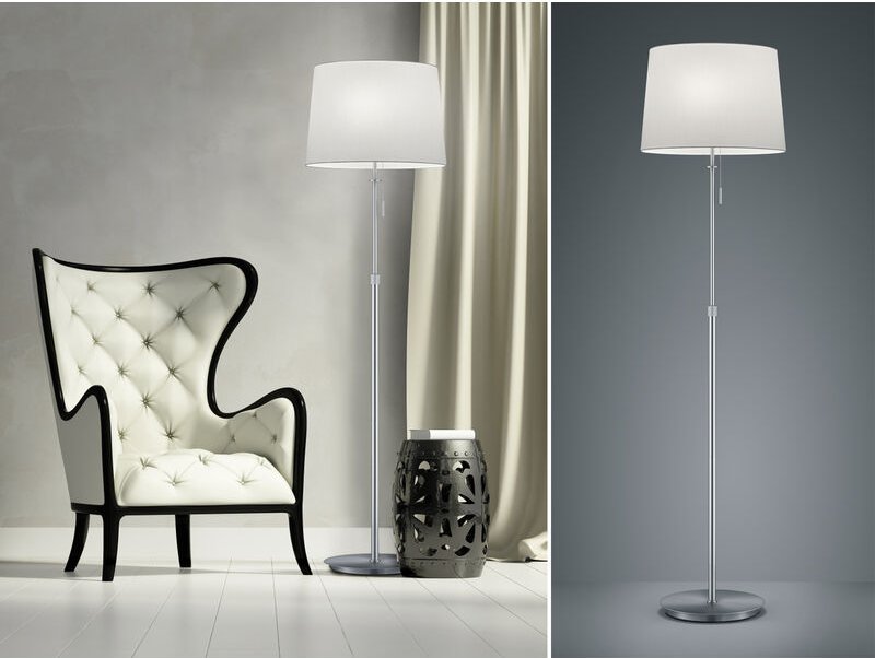 Thumbnail - Stehleuchte lyon Silber mit Stoffschirm Weiß, Höhe 138-180cm verstellbar