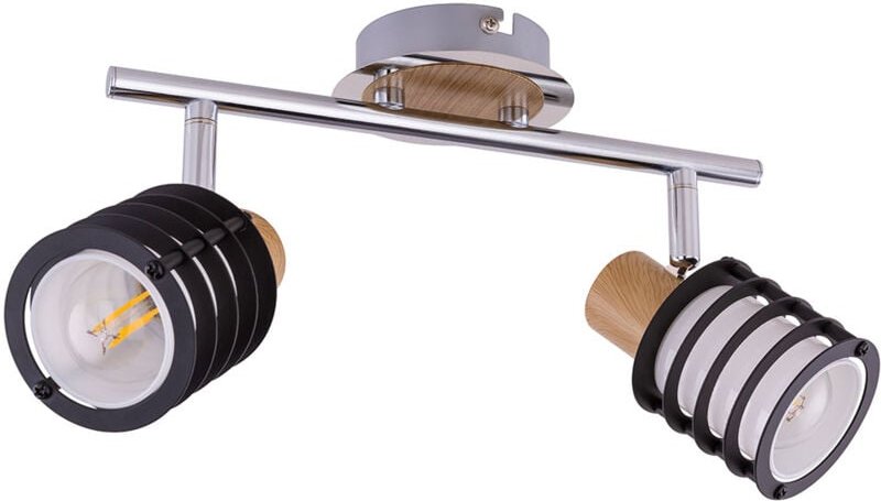 Globo Lighting - Deckenleuchte 2-flammig Metall Hängelampe Esszimmer Design Holz Chrom Ringe dunkel, bewegliche Spots, 2...