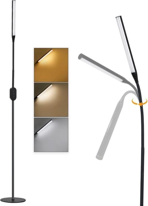 Thumbnail - Led Stehlampe Standleuchte Leselampe - 178CM Stehleuchte Dimmbar Büro Standlampe Schlafzimmer Schwarz Modern Touch 9W Le...
