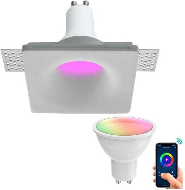 Vtizikl Faretto Smart Gesso Led Gu10 Wifi Incasso Quadrato Scomparsa Rgb Cct Alexa Google -