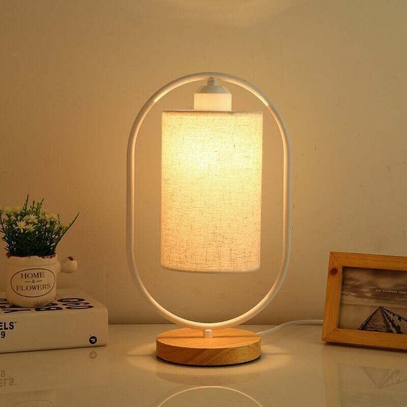 Lampe de chevet LED, lampe de chambre moderne avec abat-jour en tissu, lampe de table de chambre au design élégant (ampo...