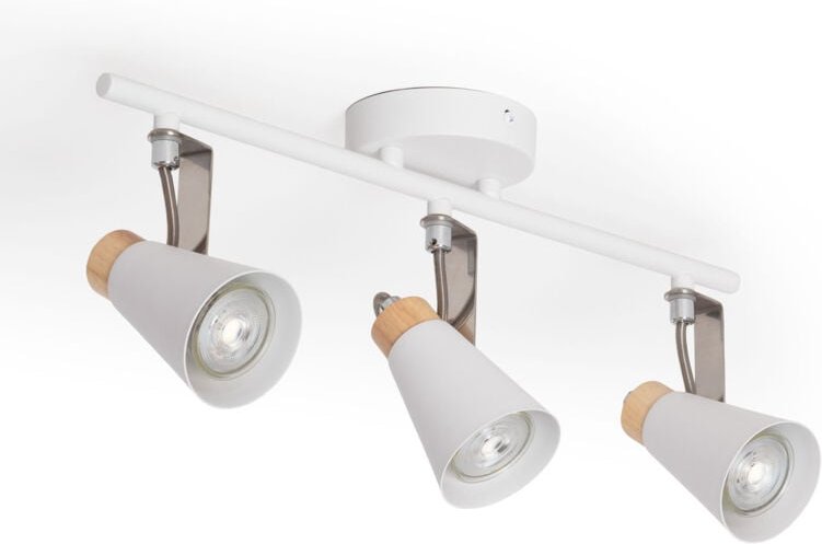 Ledkia - Deckenleuchte Ausrichtbar aus Metall und Holz 3 Strahler Mara Weiß