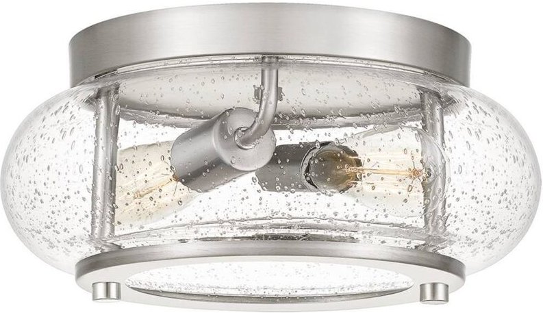 Elstead Trilogy 2 Light Flush Mount, Nickel gebürstet, E27