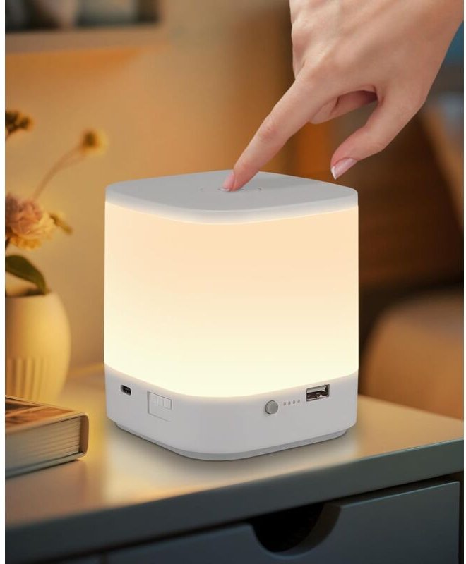 Led Nachttischlampe Gbly Touch Dimmbar: Tischlampe Akku 3600mAH usb Aufladbar Weiß Nachttischlampe Kabellos mit 3 Farbte...