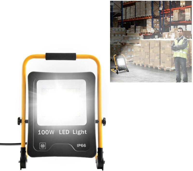 Led Baustrahler Baulampe Flutlicht Arbeitsleuchte Fluter Floodlight inkl. Standgestell und Netzkabel für Innen-und Außen...