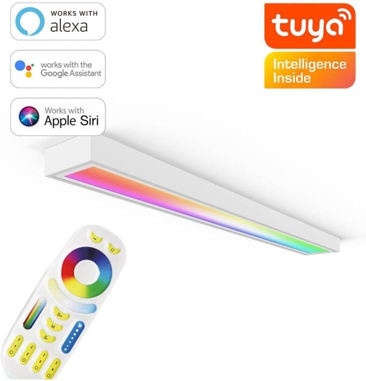 Thumbnail - RGB+CCT LED Panel 120x15cm inkl. MiBoxer Smarthomesteuerung 24W 24V Rahmen weiß - Panelmontage: Aufbaurahmen Click weiß