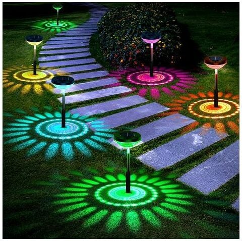 4er-Pack Solarbetriebene Wegeleuchten, Farbwechsel/Warmweiße LED-Solar-Außenleuchten, IP67 Wasserdichte Solar-Straßenleu...