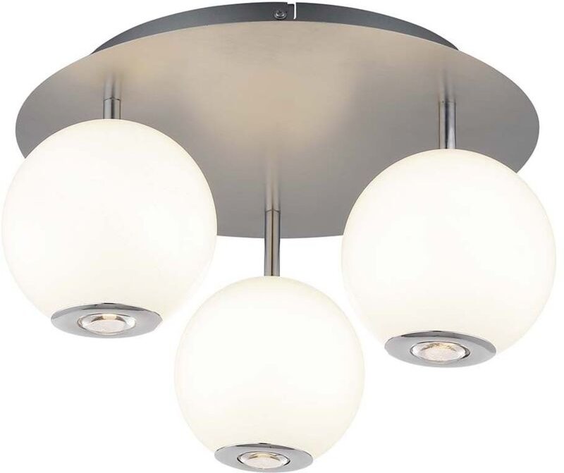 Globo - Deckenleuchte Deckenlampe Wohnzimmerleuchte grau opal 3 flammig cct led d 42 cm