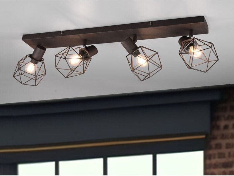 Meinewunschleuchte - Industrial Deckenstrahler narda 4-flammig Gitter Rost-Optik, Breite 70cm