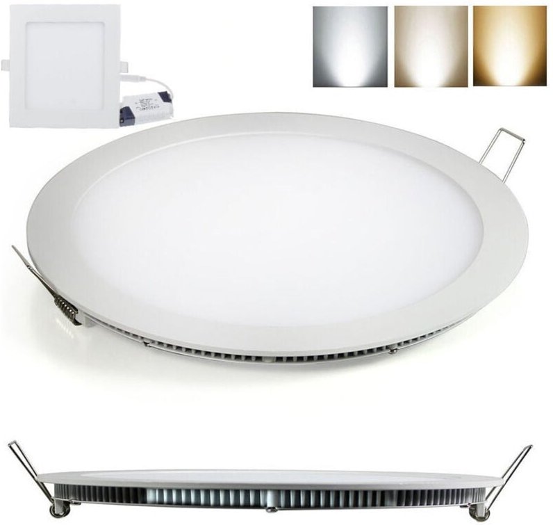 Trade Shop Traesio - Trade Shop - 18W ultra slim square einbau-led-spotlight mit feder und led-treiber 22,5CM - Rund