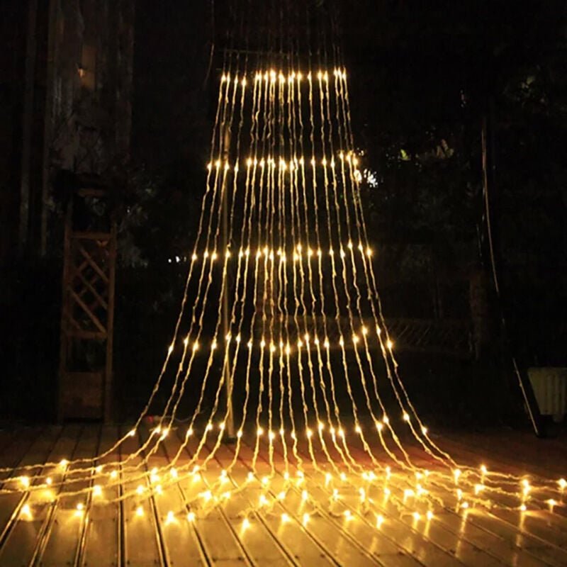 Thumbnail - Gabrielle - Wasserfall-LED-Lichterkette, Wasserfluss, Schneeeffekt, Vorhang, Fee, hängendes, glitzerndes Wasserflusslich...