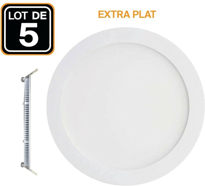 Europalamp - 5 LED-Einbaustrahler 3W Rund Extraflach Kaltweiß 6000K