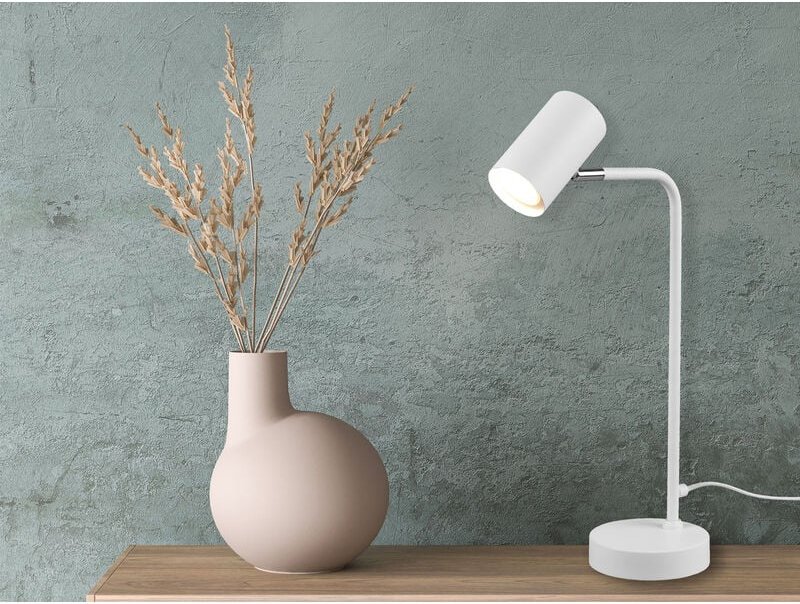 Led Schreibtischlampe in Weiß matt, Spot schwenkbar, Höhe 45cm