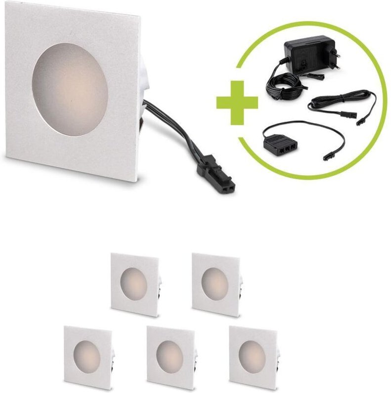 LED Mini Einbauspot eckig 1.2W 12V IP20 Ausschnitt Ø32mm - Lichtfarbe: Neutralweiß 4000K - Anzahl: 6x