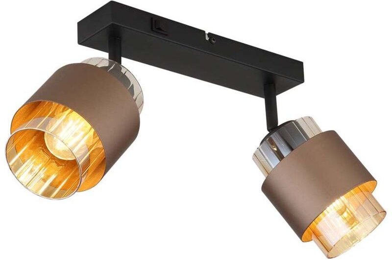 Deckenleuchte Deckenstrahler Spotleuchte schwarz matt Glas amber drehbar L38cm