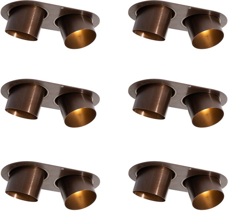Thumbnail - Set mit 6 Einbaustrahlern Dunkelbronze GU10 70mm Schwenkbar 2-Licht - Installa