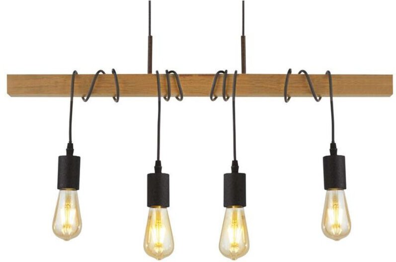 Hängeleuchte Esszimmerlampe Pendelleuchte Höhenverstellbar Holzbalken schwarz