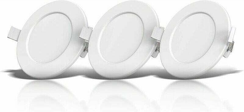 3er-Set Einbaustrahler speziell für Badezimmer IP44, spritzwassergeschützt, ultraflach, Ø115mm, 6W LED-Module, warmweiße...