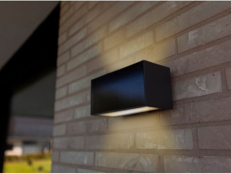 Lutec - hybrid led Außenwandleuchte inka, Solar & Strom 230V, Anthrazit 18cm breit