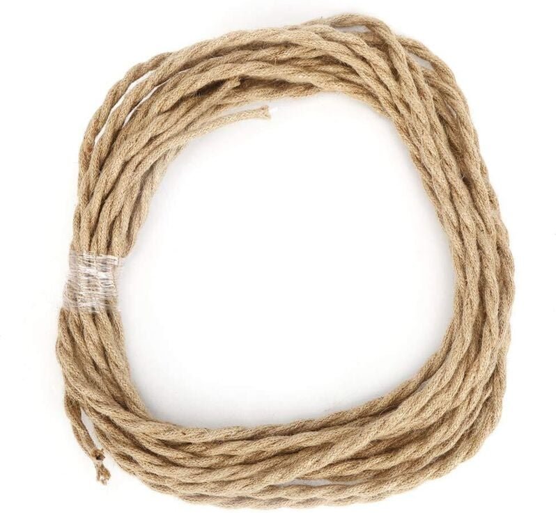 Vintage Hanf-Drehkabel, elektrisches Kabelpaar, DIY-Zubehör für Kronleuchter (5 Meter / 16,4 Fuß)