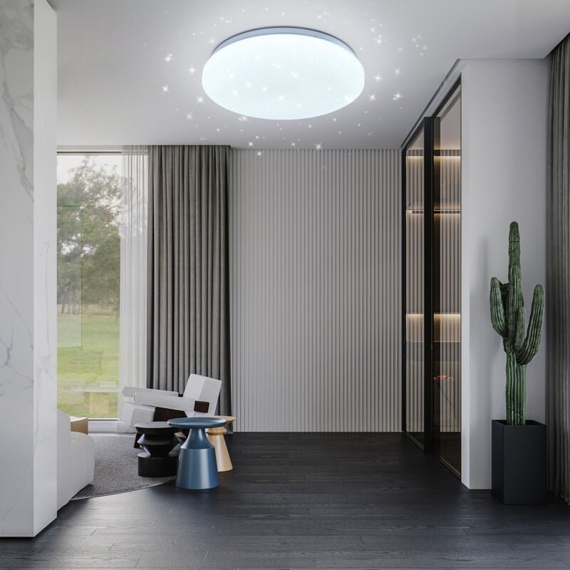 LED Deckenlampe Dimmbar 28cm, LED Deckenleuchte mit Fernbedienung 24W 2400LM Sternenhimmel Rund Lampe für Schlafzimmer 3...
