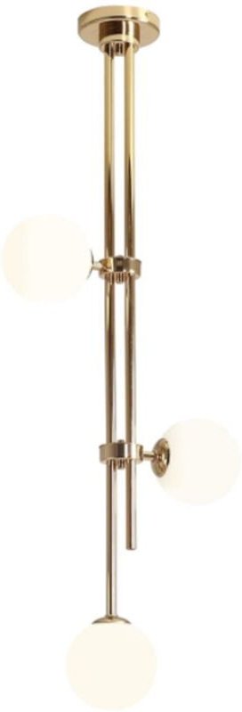 Rays C – moderne Deckenleuchte – Messing, milchige Kugeln 113 cm