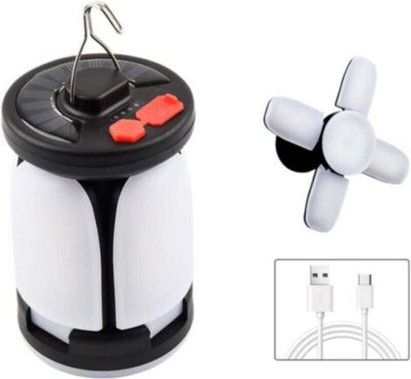 1200 mAh LED-Solar-Campinglaterne, USB-wiederaufladbar, 6 Modi, tragbare und wasserdichte Campinglampe für Zelt, Wandern...