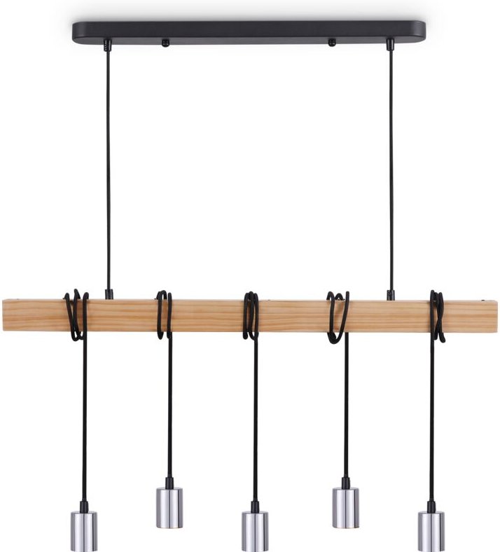 Pendellampe Hängelleuchte Hängelampe Wohnzimmer Esszimmer Küche Vintage E27 Chrome, Pendelleuchte 5xE27 - Paco Home